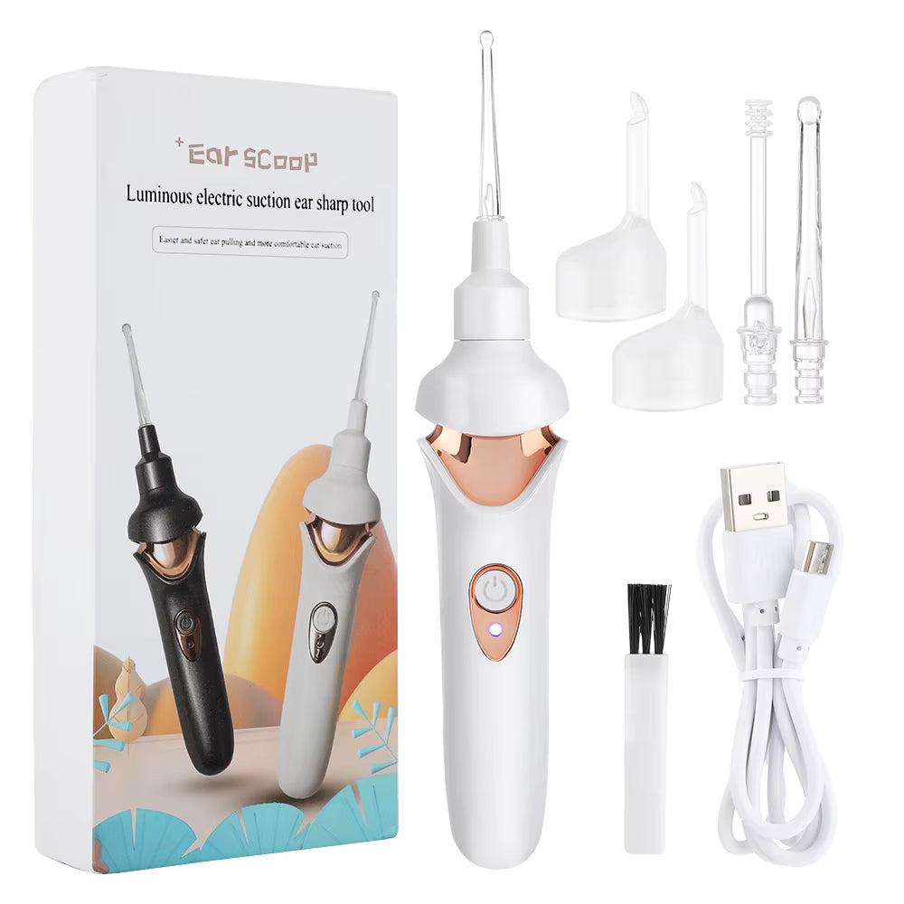 Electric Visual Ear Spoon Rechargeable LED Luminous Ear Clean Tool Ear Waxsuction Device for Children Adults