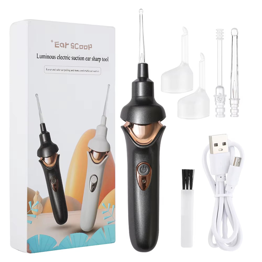Electric Visual Ear Spoon Rechargeable LED Luminous Ear Clean Tool Ear Waxsuction Device for Children Adults
