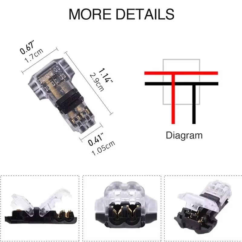 5/10Pcs 2Pin Pluggable Wire Connector Quick Splice Electrical Cable Crimp Terminals for Wires Wiring 8-22AWG LED Car Connectors
