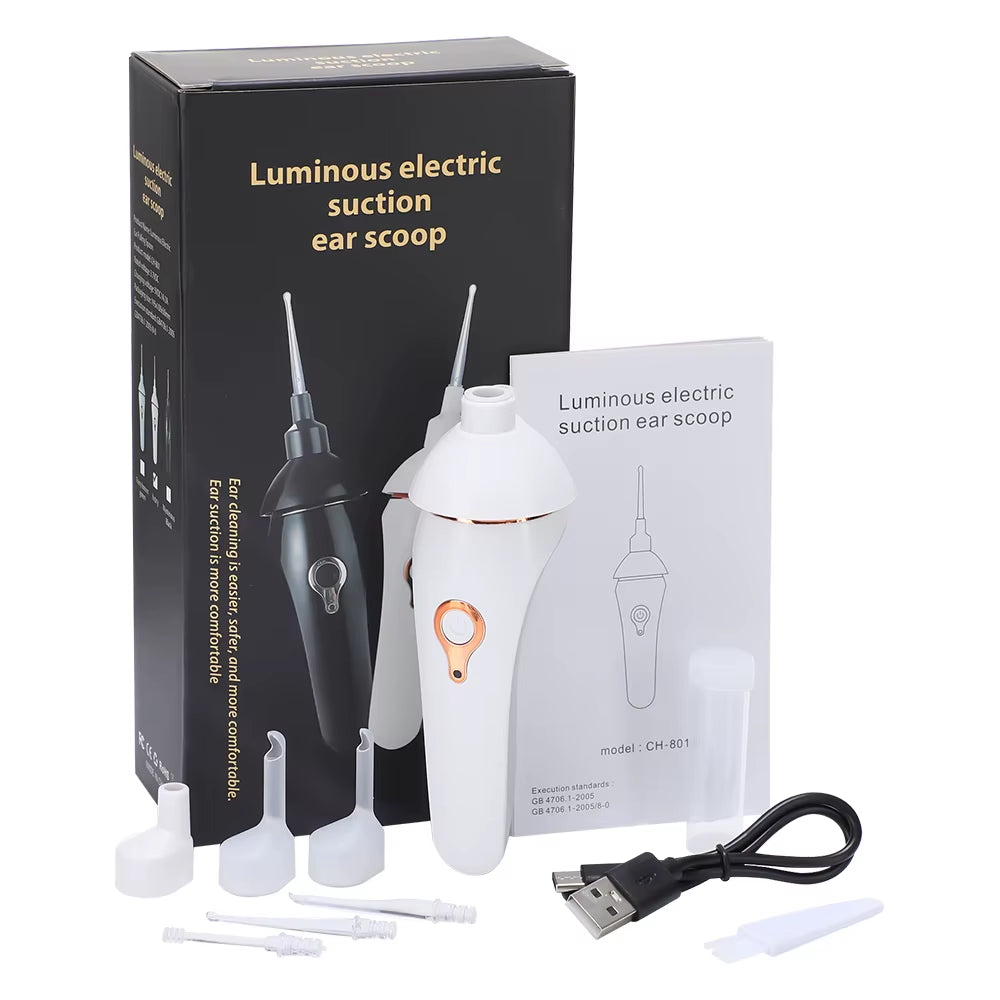 Electric Visual Ear Spoon Rechargeable LED Luminous Ear Clean Tool Ear Waxsuction Device for Children Adults