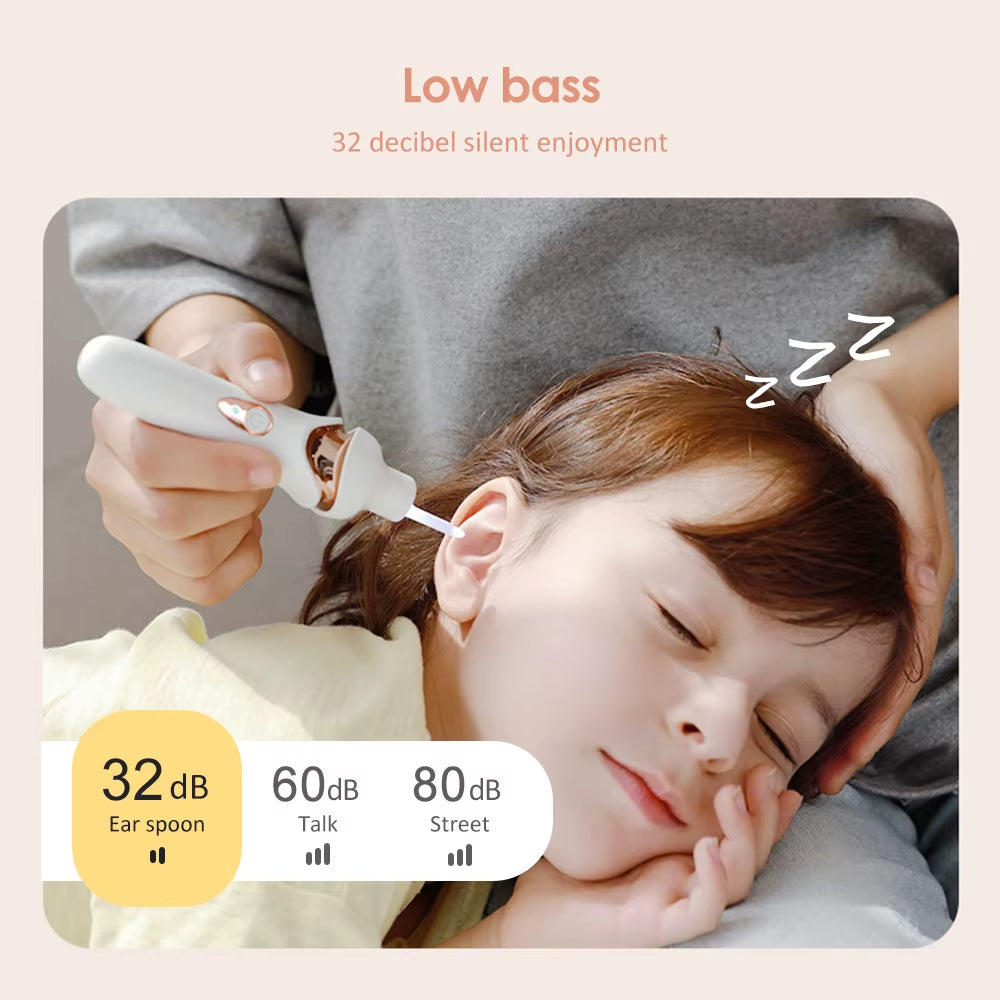 Electric Visual Ear Spoon Rechargeable LED Luminous Ear Clean Tool Ear Waxsuction Device for Children Adults